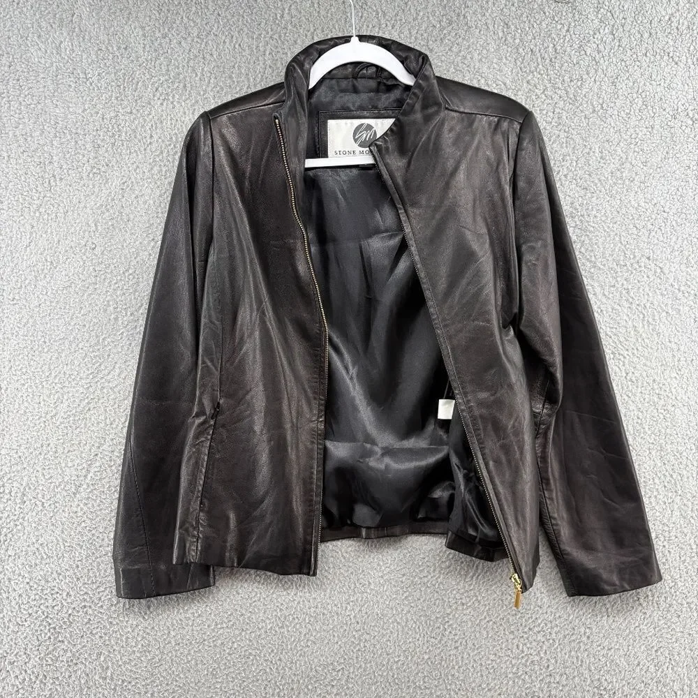 Vintage Leather Jacket Stone Mountain Mod Moto Genuine Leather Minimalist